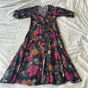 LA LIGNE silk floral print midi dress size 4